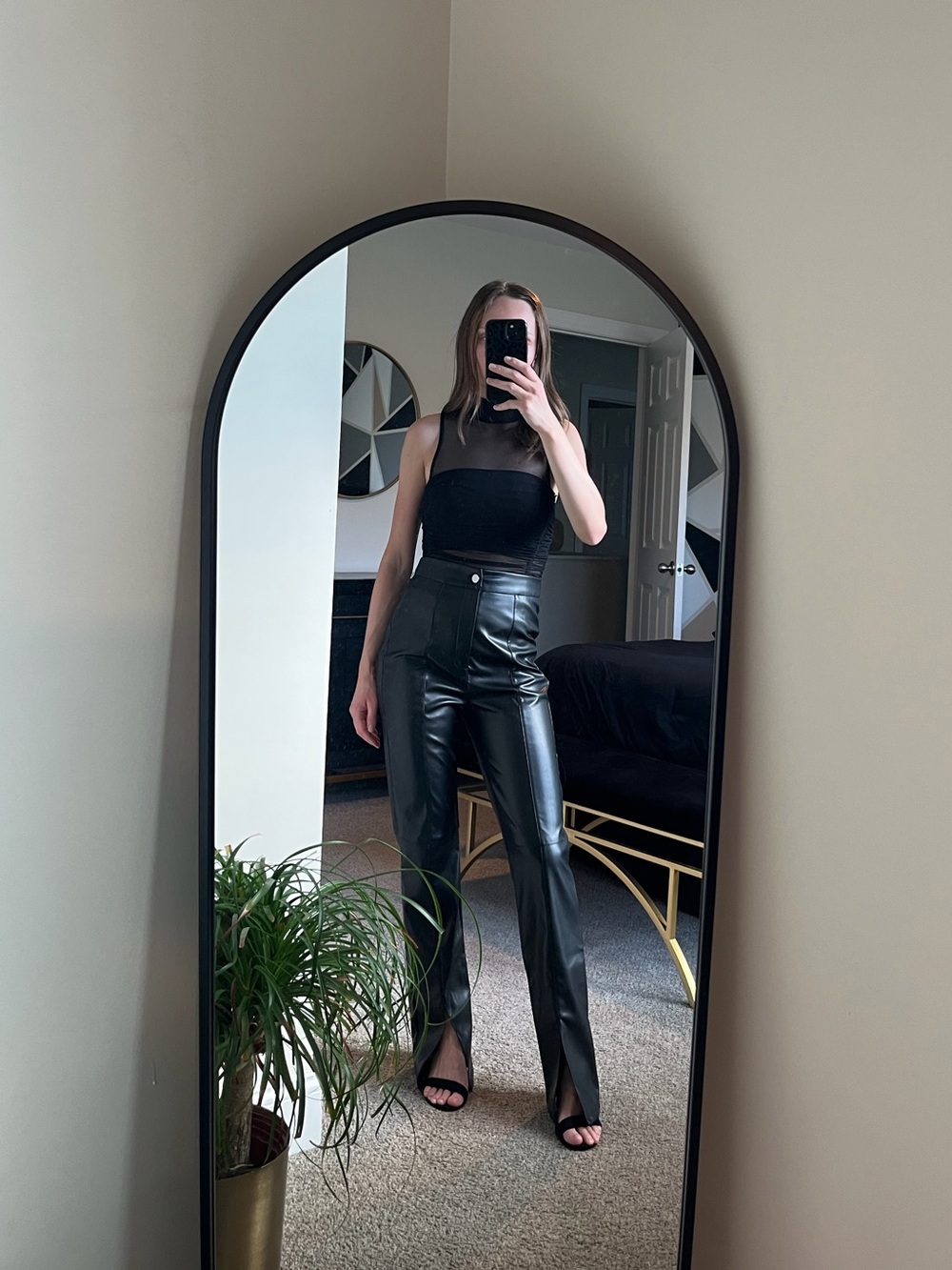 Missguided Black High-Waisted Faux Leather Pants US 0